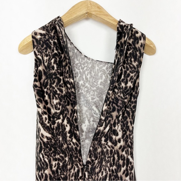 DANIER 🇨🇦 Women’s Animal‎ Print & Leather Sleeveless Dress Ruching Size 8 - Picture 7 of 10